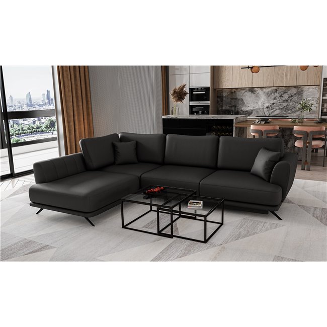 Corner sofa Elarde L, Softis 11, black, H90x276x191