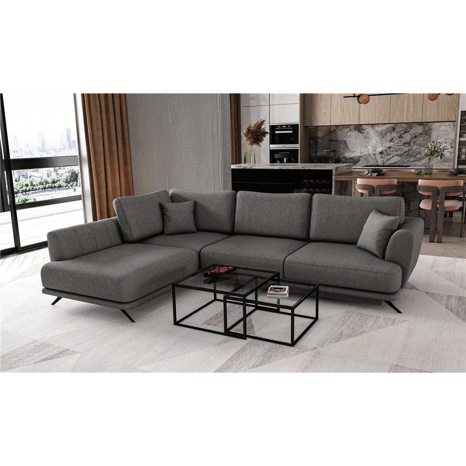 Corner sofa Elarde L, Sola 6, gray, H90x276x191