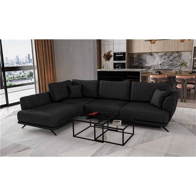 Corner sofa Elarde L, Vero 10, black, H90x276x191