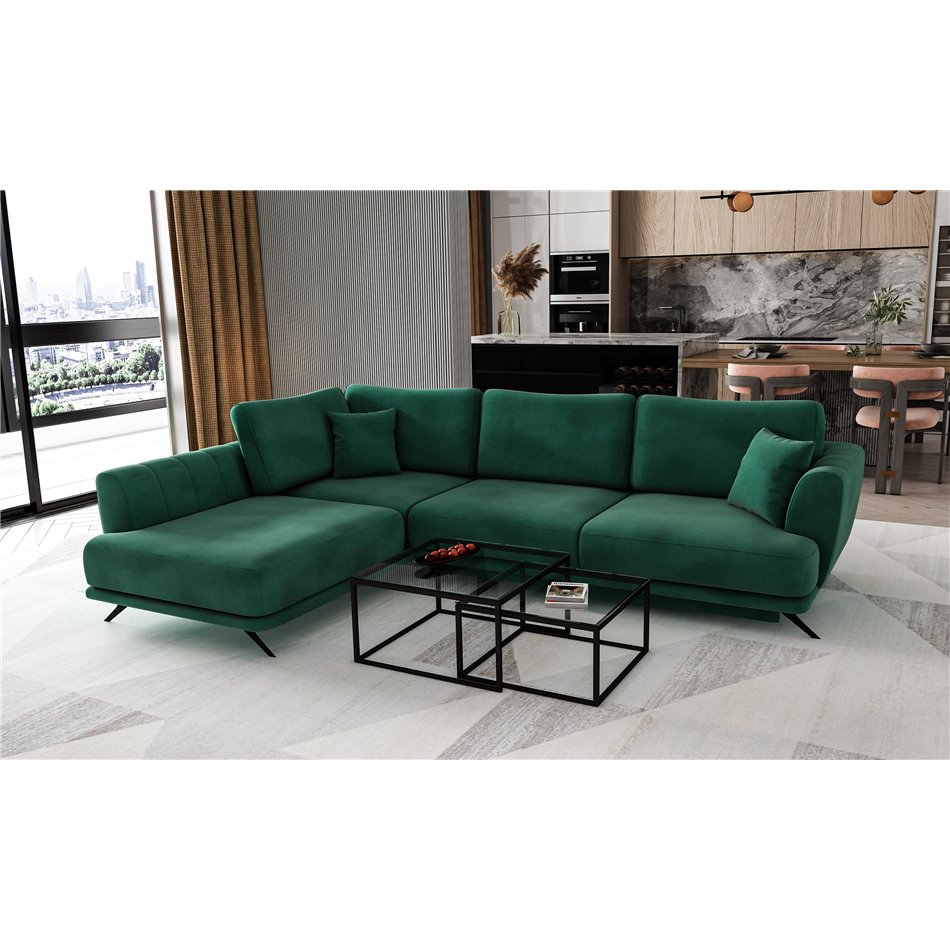 Corner sofa Elarde L, Loco 35, green, H90x276x191