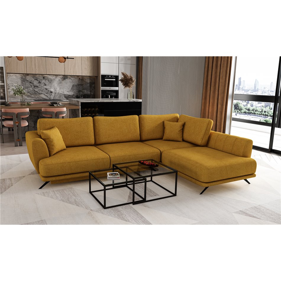 Corner sofa Elarde R, Gojo 45, yellow, H90x276x191