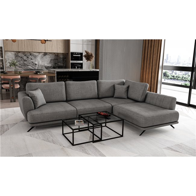 Corner sofa Elarde R, Gojo 5, gray, H90x276x191