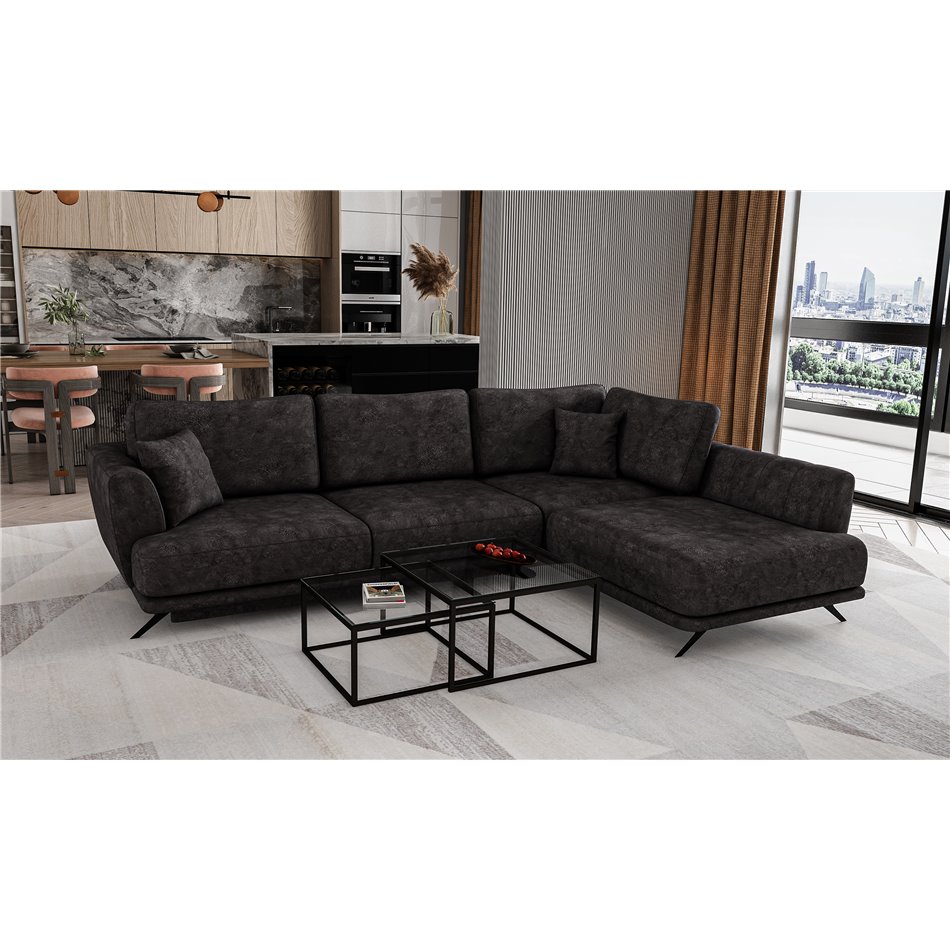 Corner sofa Elarde R, Leve 6, gray, H90x276x191