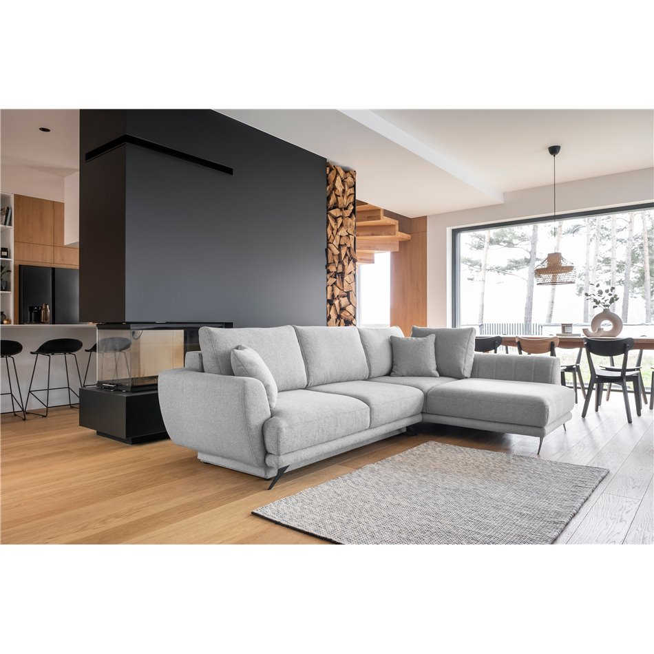 Corner sofa Elarde R, Roko 4, gray, H90x276x191
