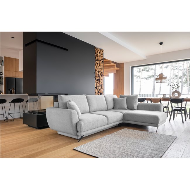 Corner sofa Elarde R, Roko 4, gray, H90x276x191