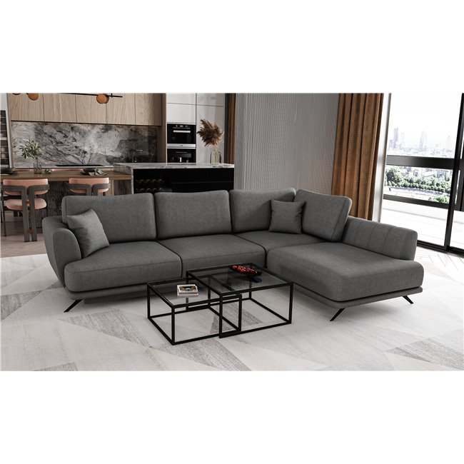 Corner sofa Elarde R, Sola 6, gray, H90x276x191