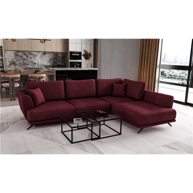 Corner sofa Elarde R, Velvetmat 25, purple, H90x276x191