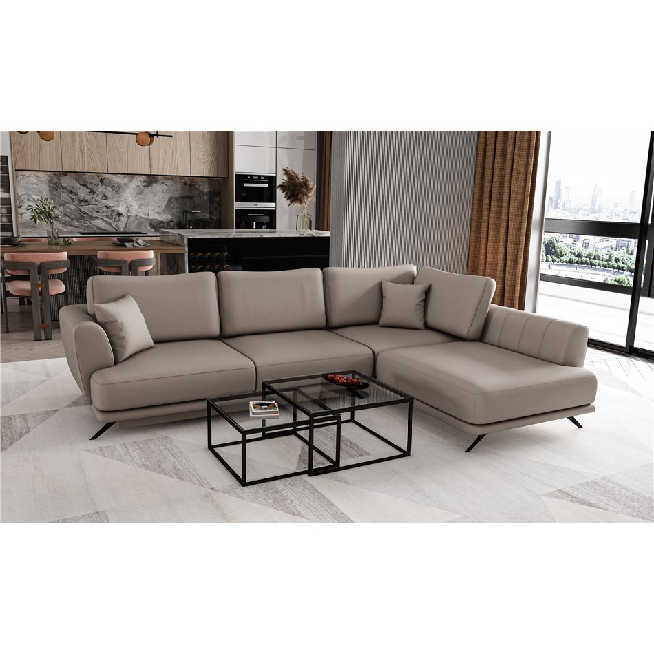 Corner sofa Elarde R, Savoi 7, gray, H90x276x191