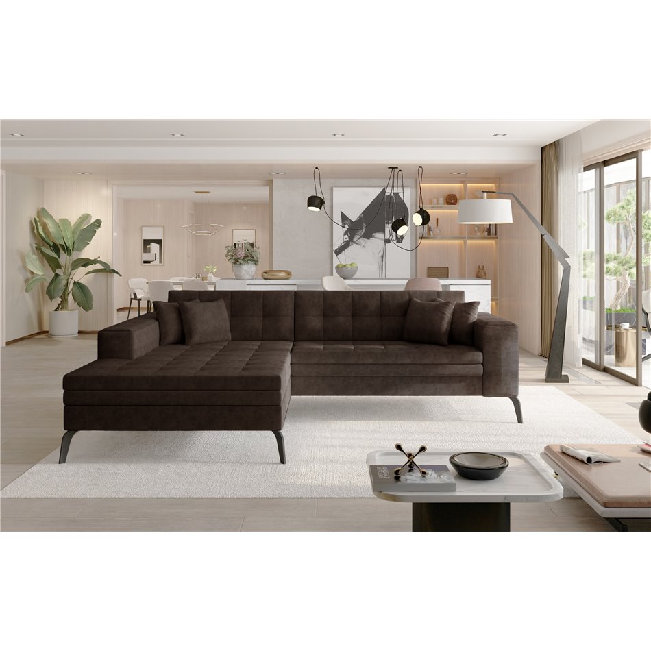 Угловой диван Elsolange L, Dora 28, коричневый, H80x292x196