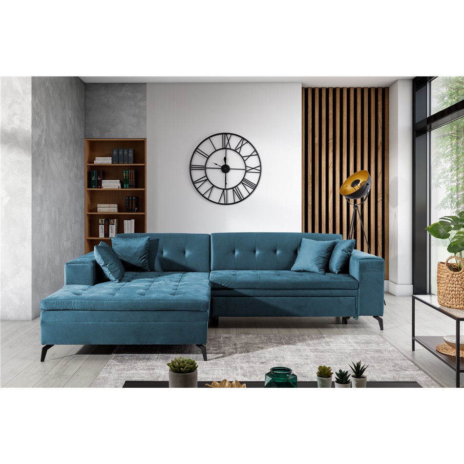 Corner sofa Elsolange L, Savoi 38, blue, H80x292x196