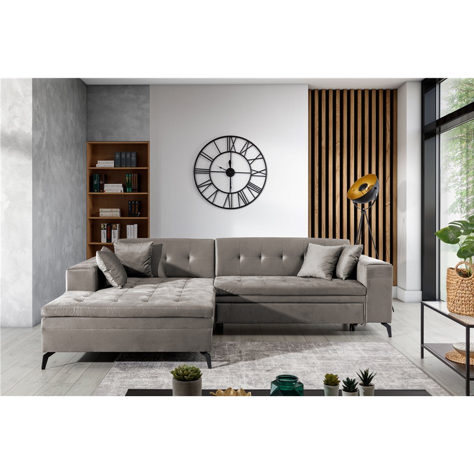 Угловой диван Elsolange L, Savoi 7, серый, H80x292x196