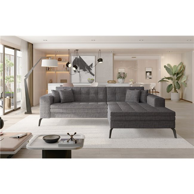 Угловой диван Elsolange R, Berlin 01, серый, H80x292x196