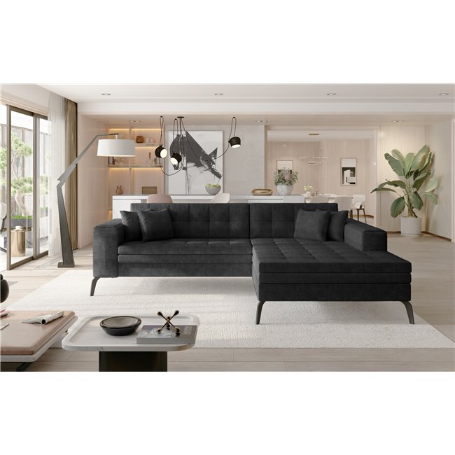 Corner sofa Elsolange R, Dora 96, gray, H80x292x196