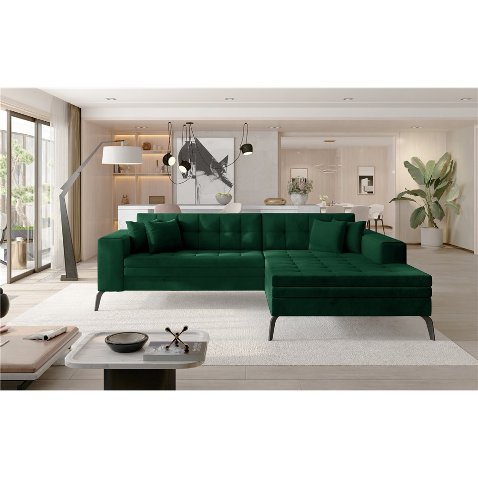 Corner sofa Elsolange R, Monolith 37, green, H80x292x196