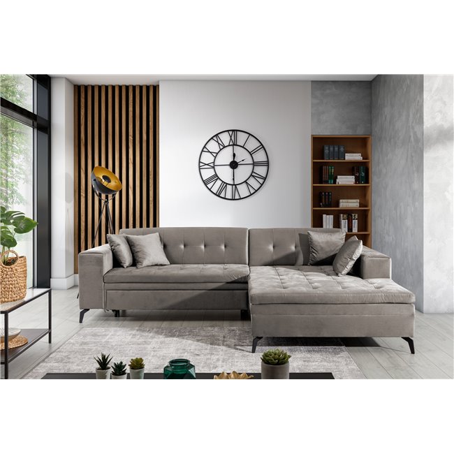 Угловой диван Elsolange R, Savoi 7, серый, H80x292x196