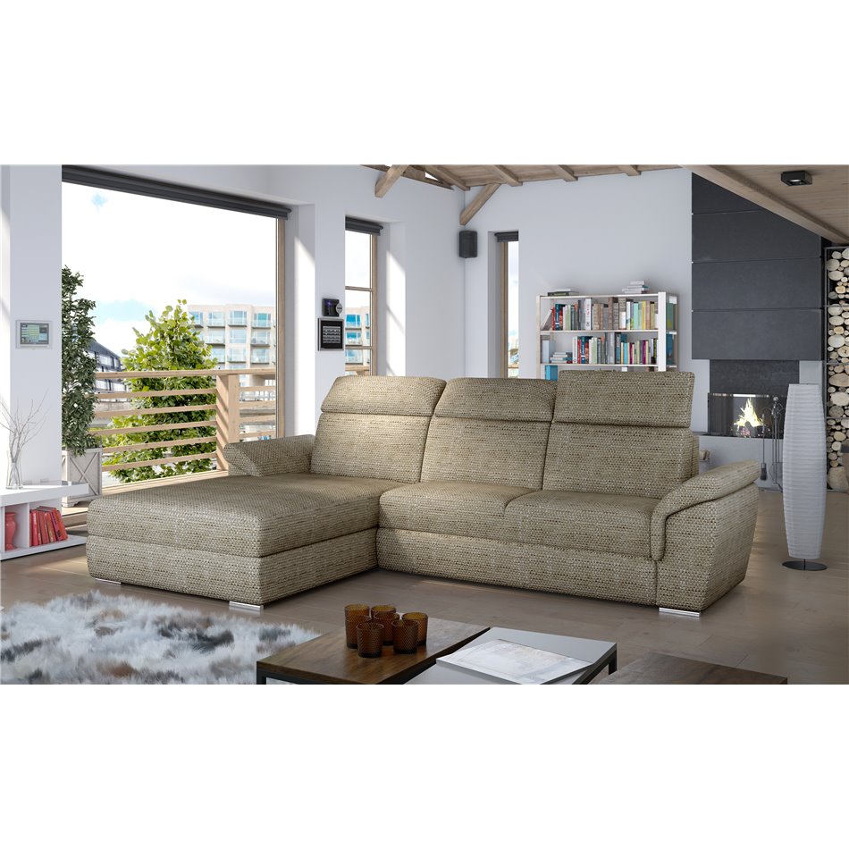 Corner sofa Eltrevisco L, Berlin 03, beige, H100x272x216