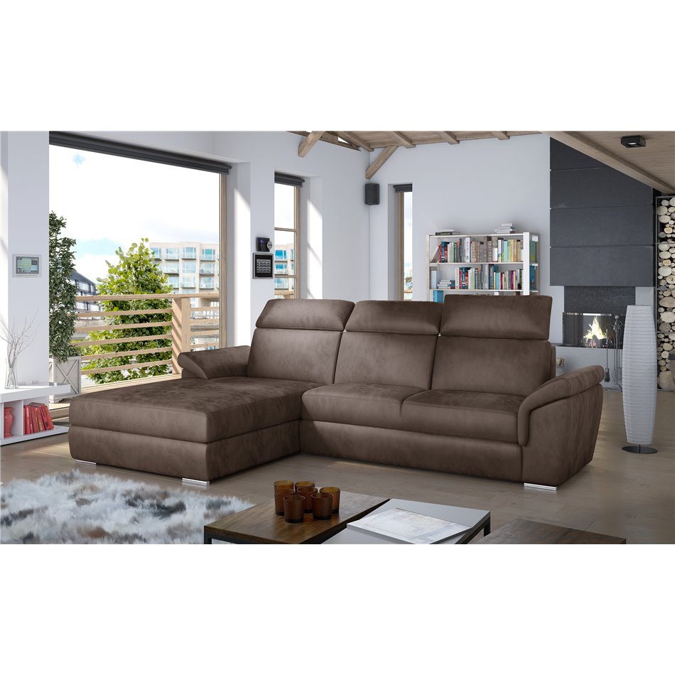 Corner sofa Eltrevisco L, Monolith 09, light brown, H100x272x216