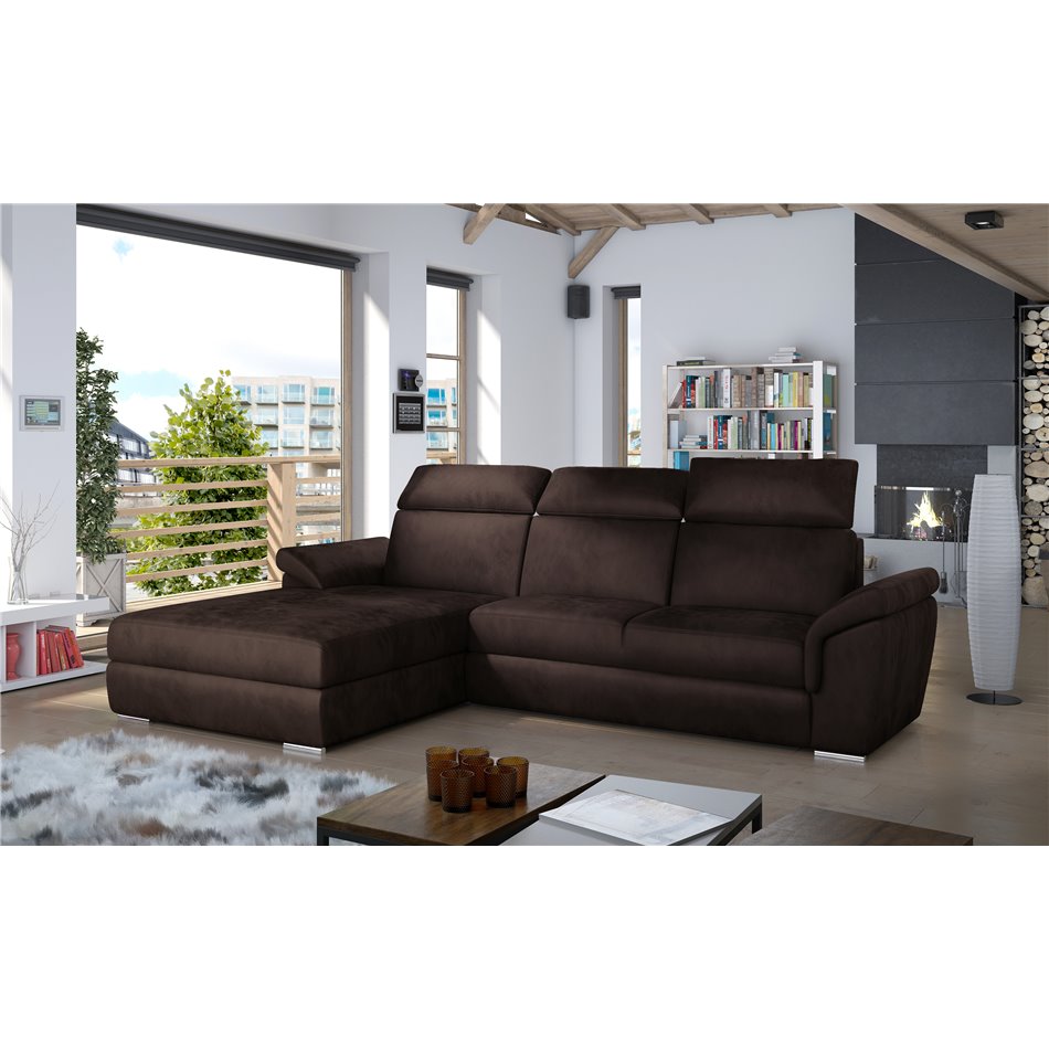 Corner sofa Eltrevisco L, Monolith 29, brown, H100x272x216