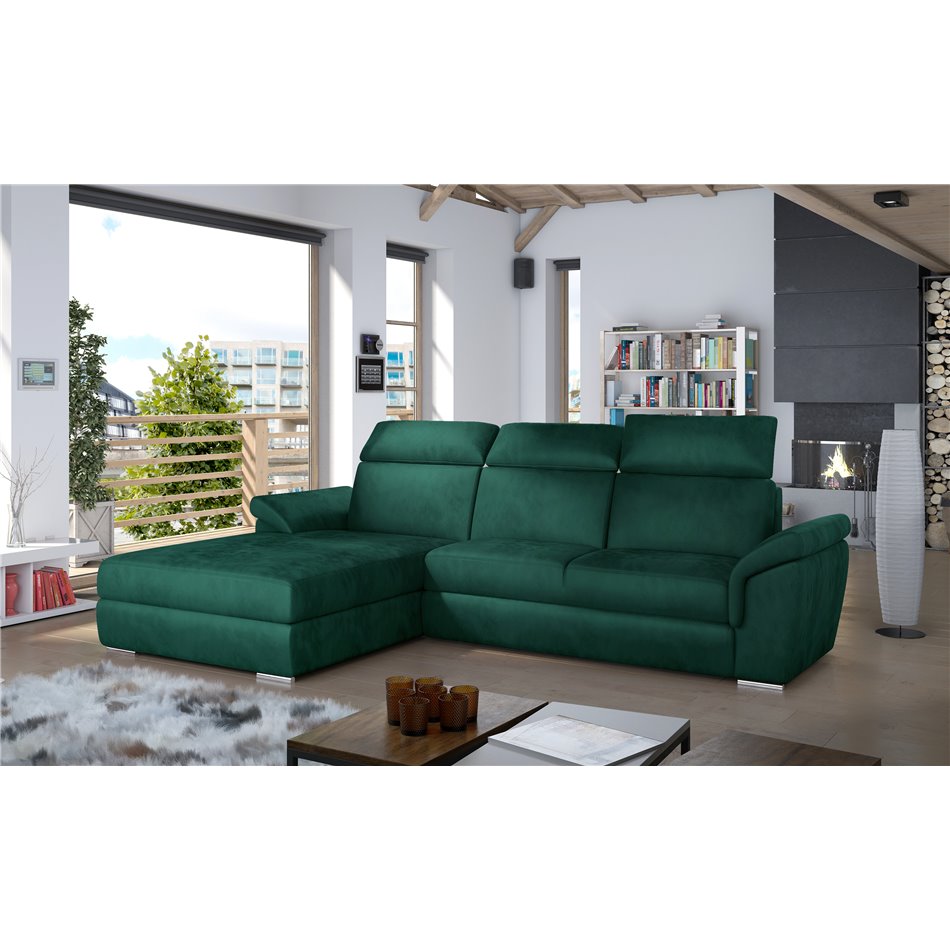 Corner sofa Eltrevisco L, Monolith 37, green, H100x272x216