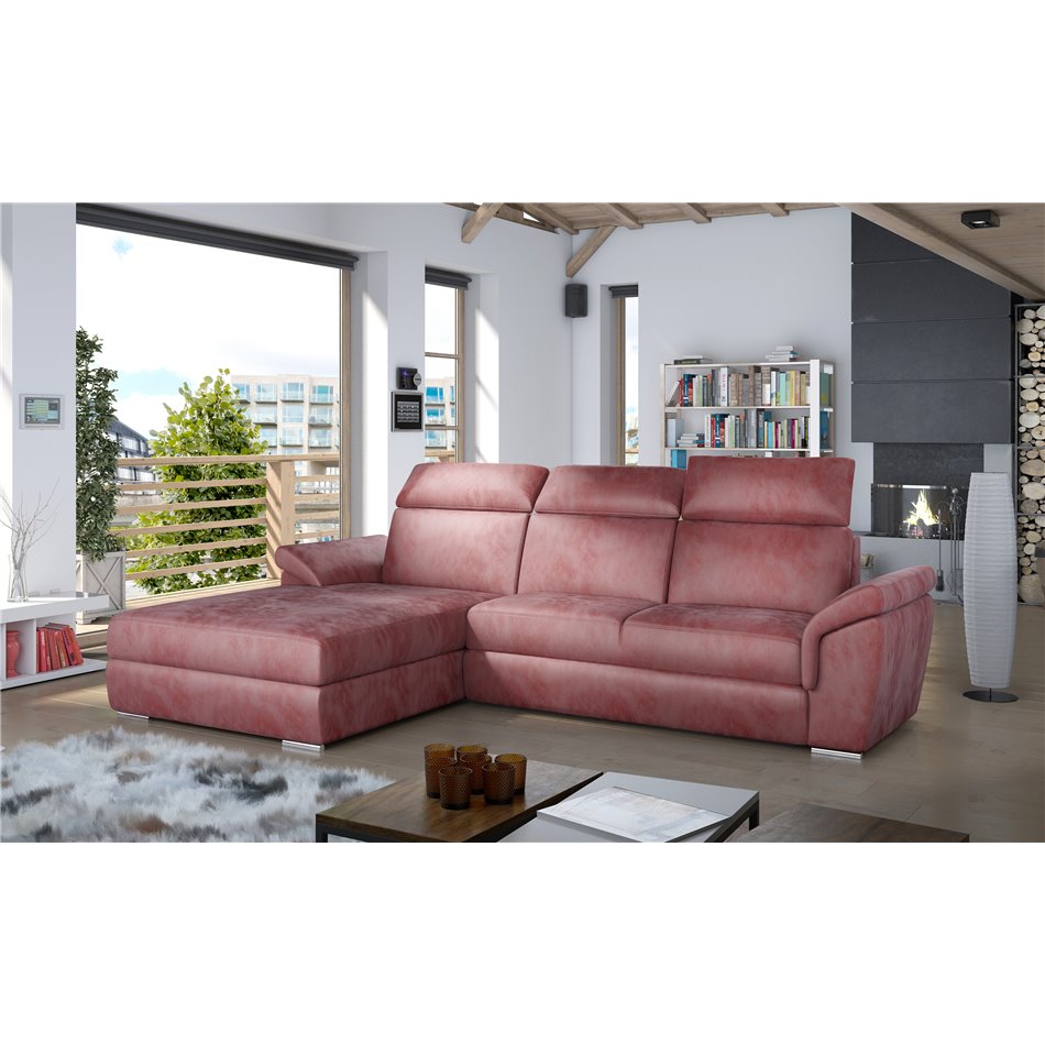Угловой диван Eltrevisco L, Monolith 63, розовый, H100x272x216