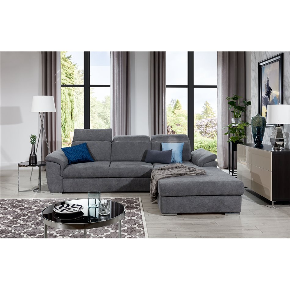 Угловой диван Eltrevisco R, Omega 13, серый, H100x272x216