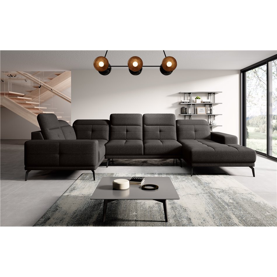 Corner sofa Elneviro L, Flores 22, brown, H77x350x201