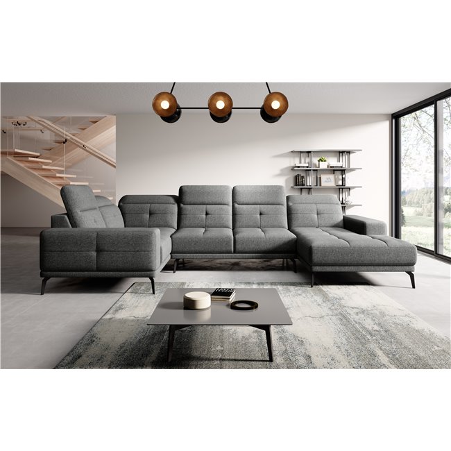 Corner sofa Elneviro L, Flores 4, gray, H77x350x201