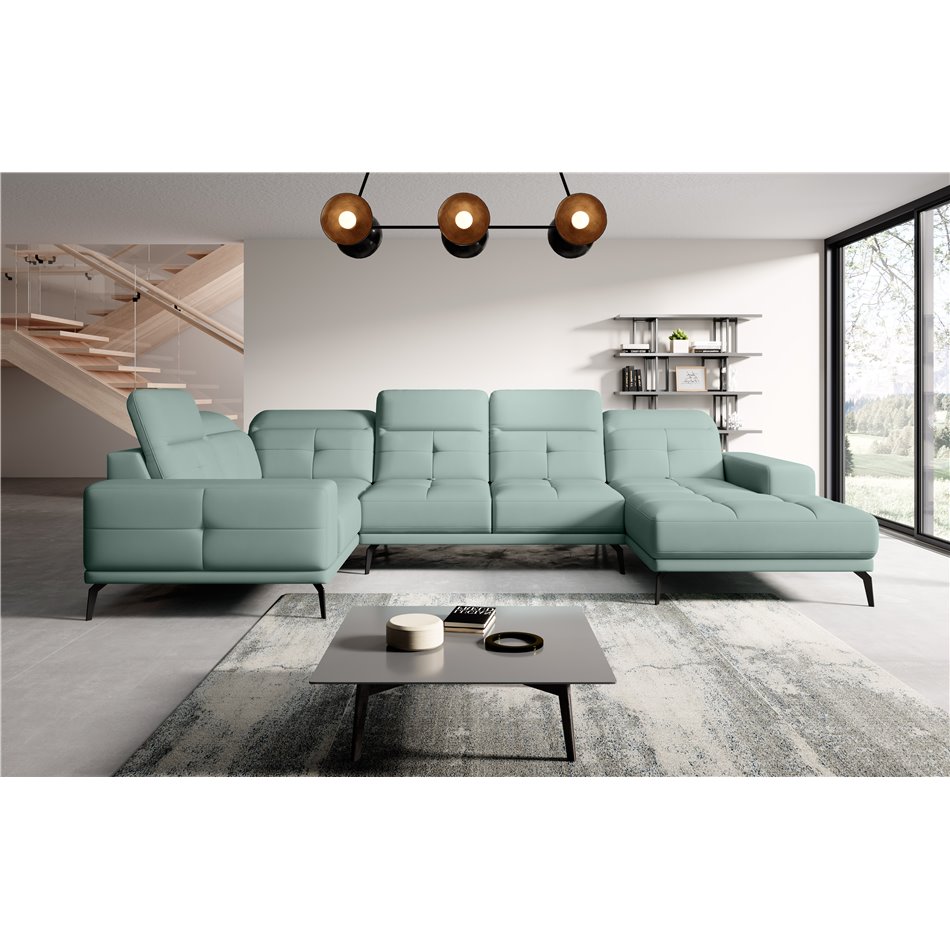 Corner sofa Elneviro L, Poco 100, green, H77x350x201