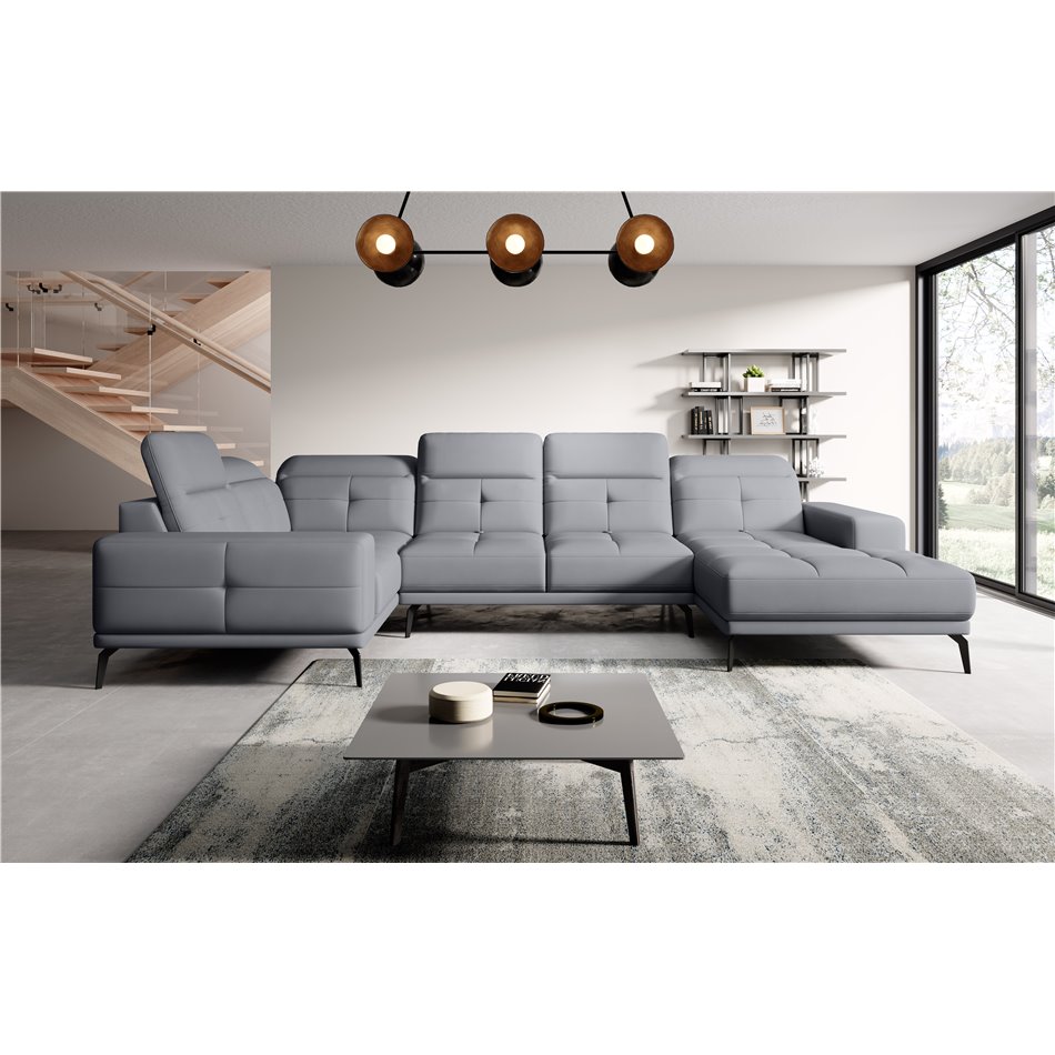 Угловой диван Elneviro L, Poco 4, серый, H77x350x201