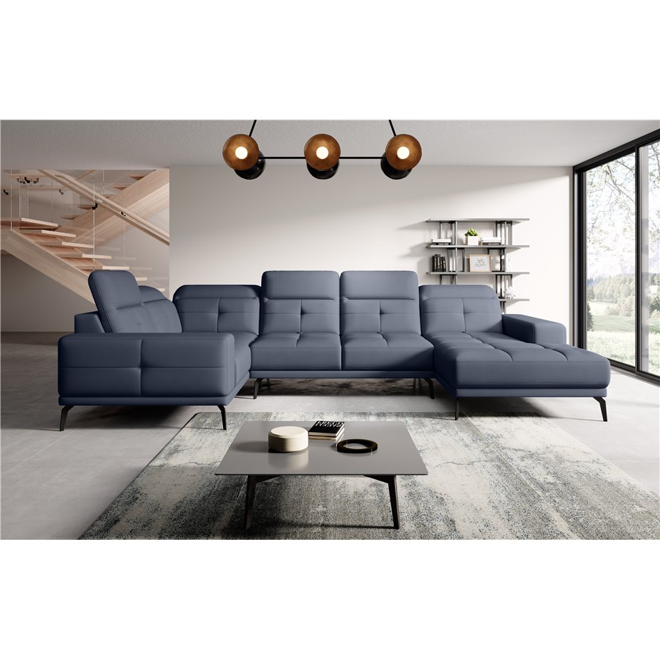 Corner sofa Elneviro L, Poco 40, blue, H77x350x201