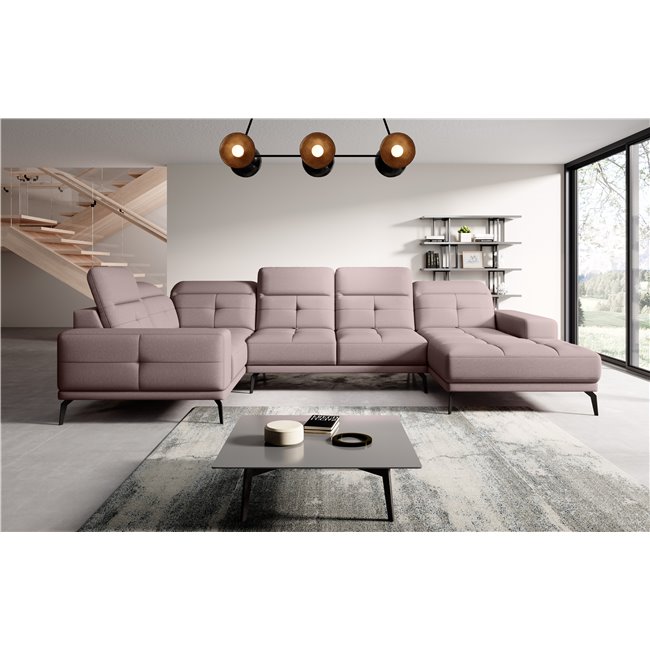 Corner sofa Elneviro L, Gojo 101, pink, H77x350x201