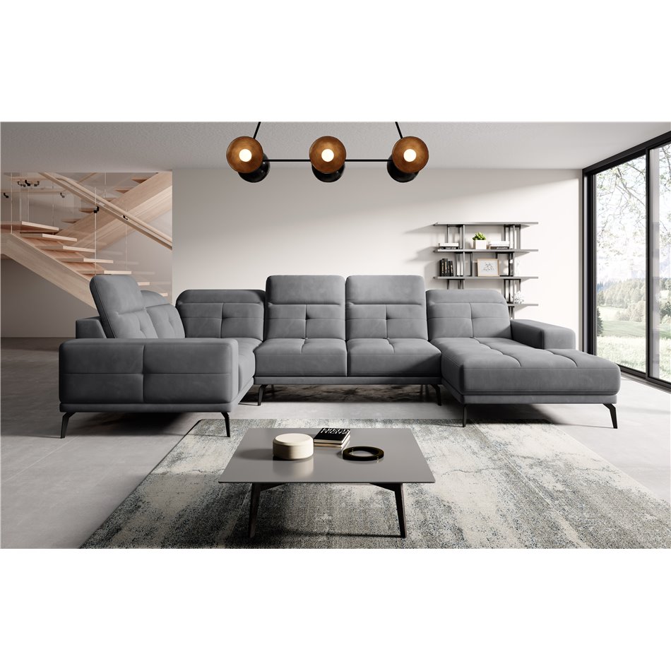 Corner sofa Elneviro L, Sola 6, gray, H77x350x201