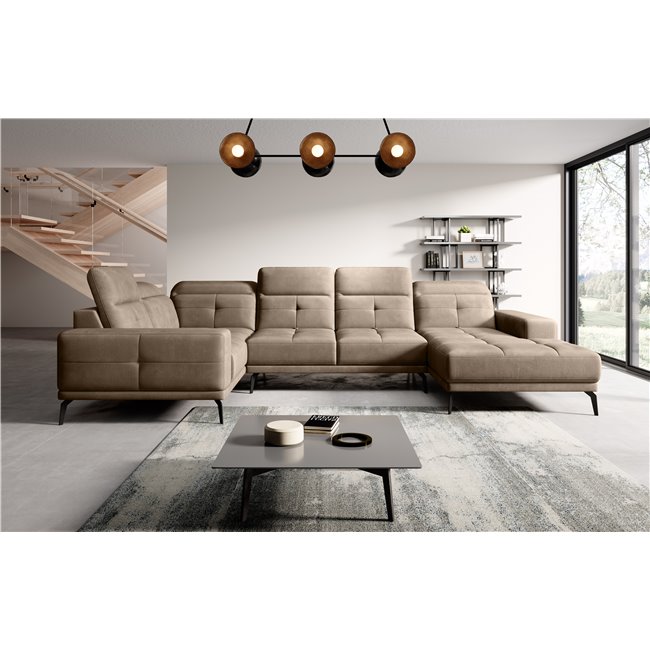 Угловой диван Elneviro L, Nube 20, светло-коричневый, H77x350x201