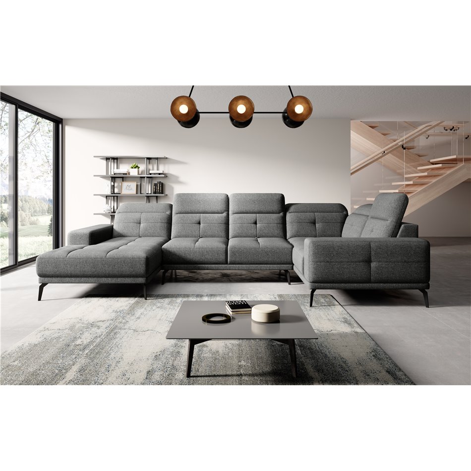 Corner sofa Elneviro R, Flores 4, gray, H77x350x201