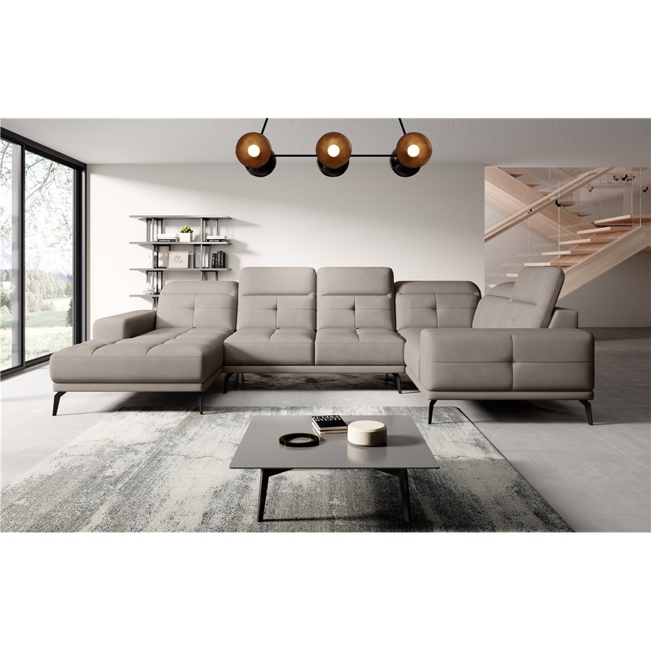 Corner sofa Elneviro R, Poco 7, gray, H77x350x201