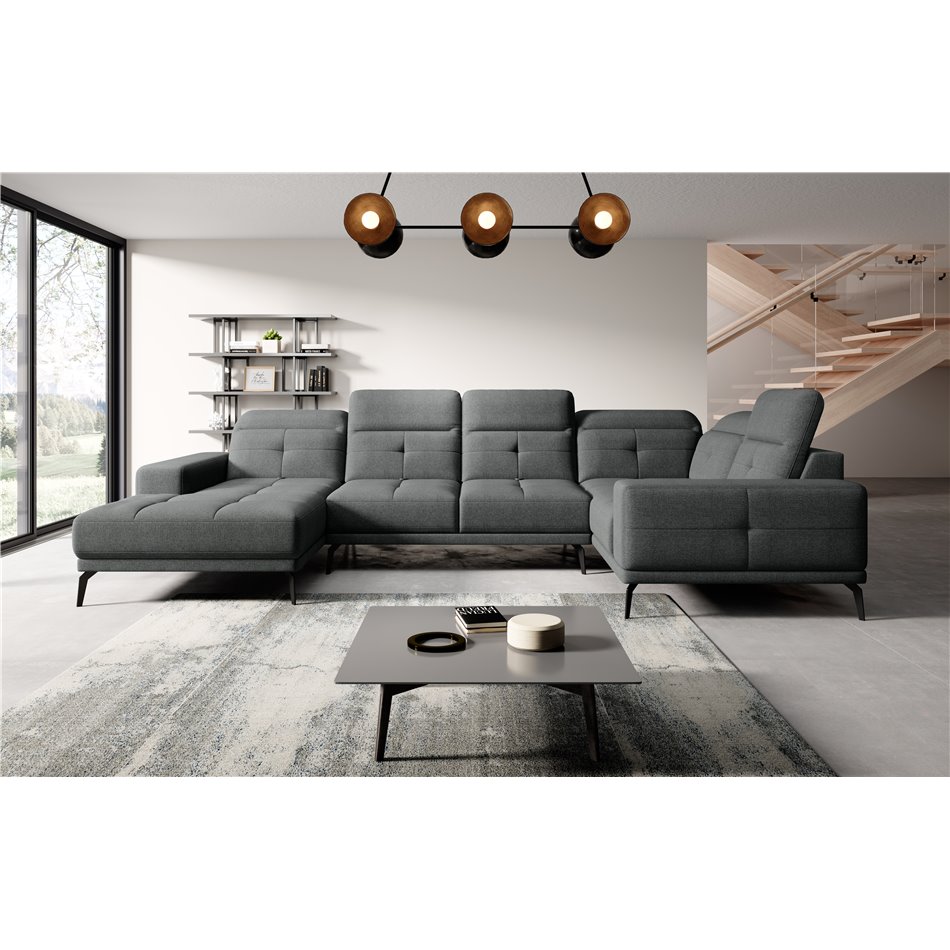 Corner sofa Elneviro R, Vero 5, gray, H77x350x201