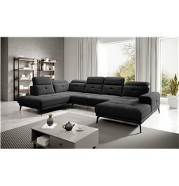 Corner sofa Elretan L, Flores 10, black, H107x350x205