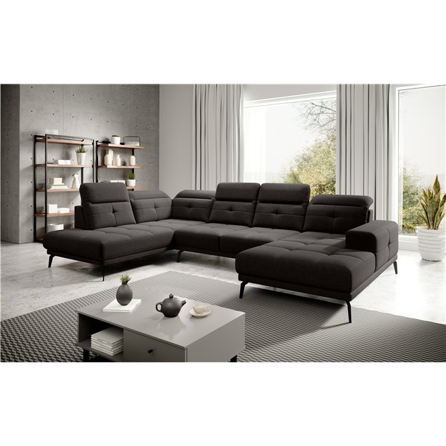 Corner sofa Elretan L, Flores 22, brown, H107x350x205