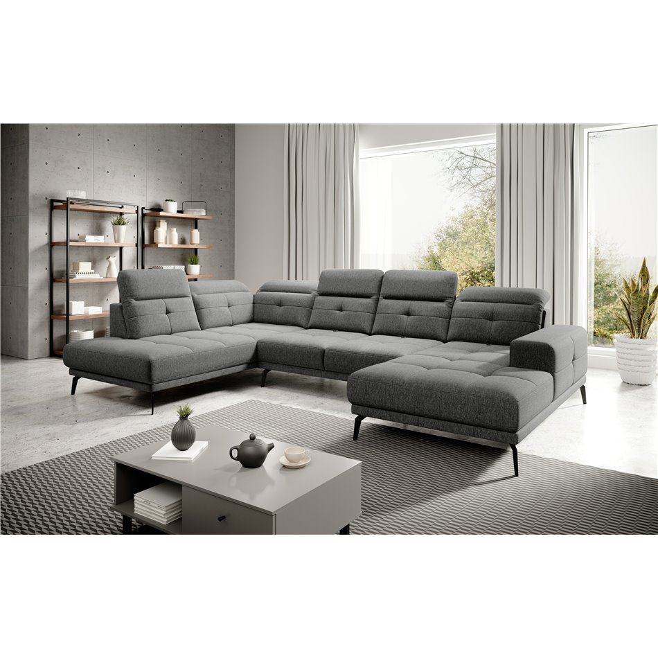 Corner sofa Elretan L, Flores 4, gray, H107x350x205