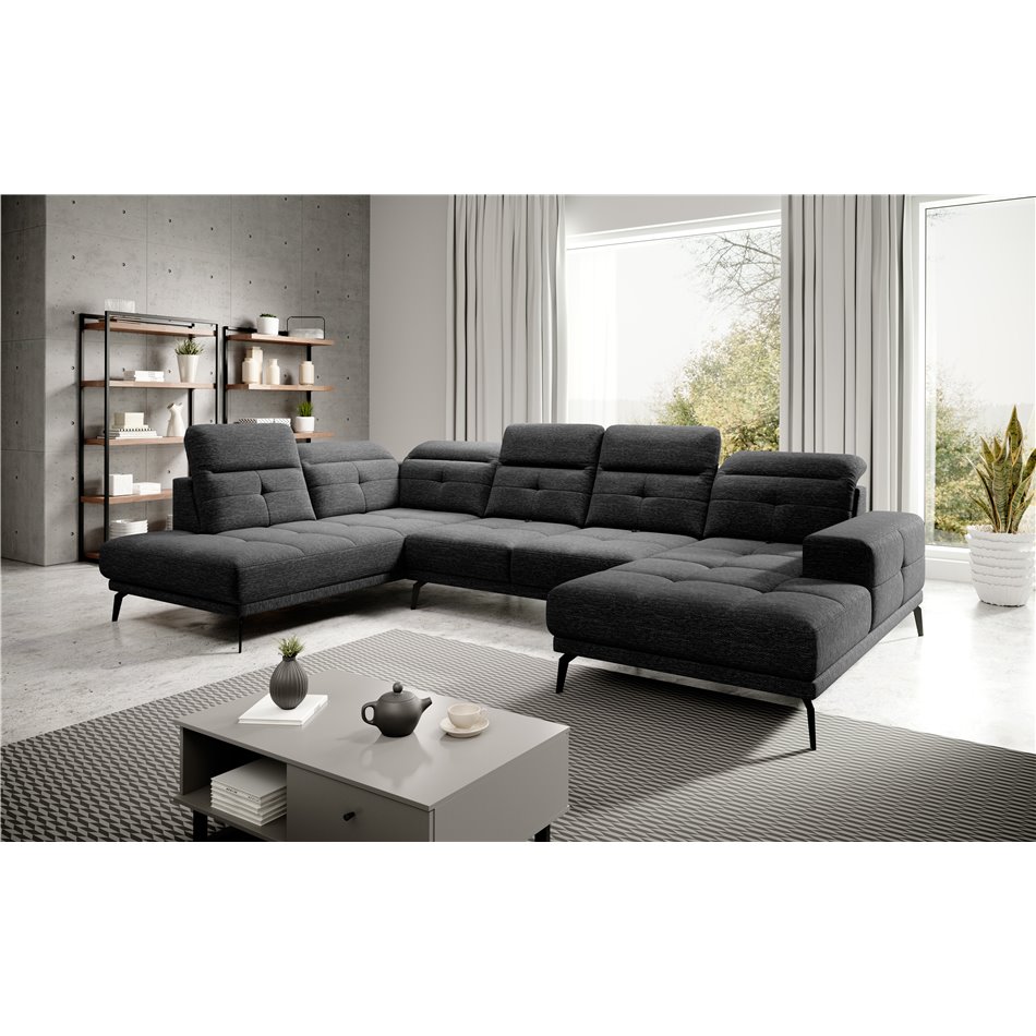 Corner sofa Elretan L, Marte 10, black, H107x350x205
