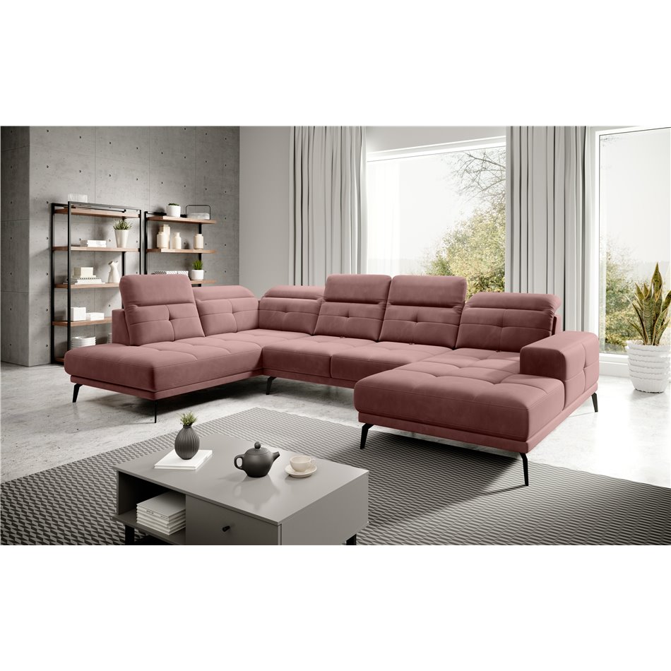 Угловой диван Elretan L, Lukso 24, розовый, H107x350x205