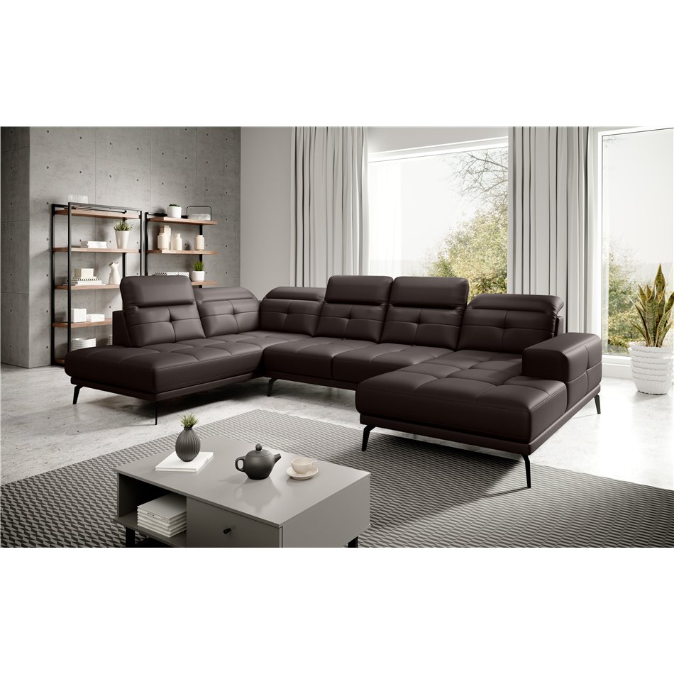 Угловой диван Elretan L, Softis 66, коричневый, H107x350x205