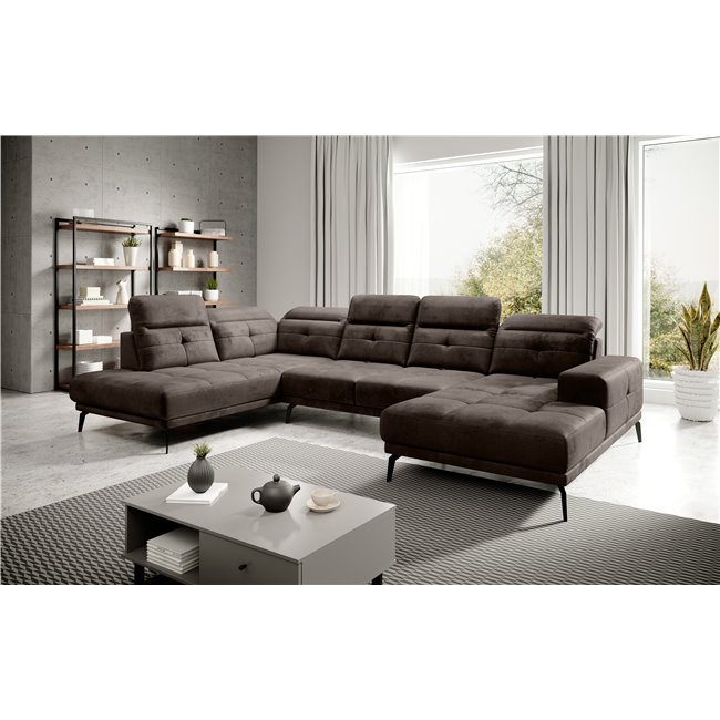 Corner sofa Elretan L, Nube 22, brown, H107x350x205