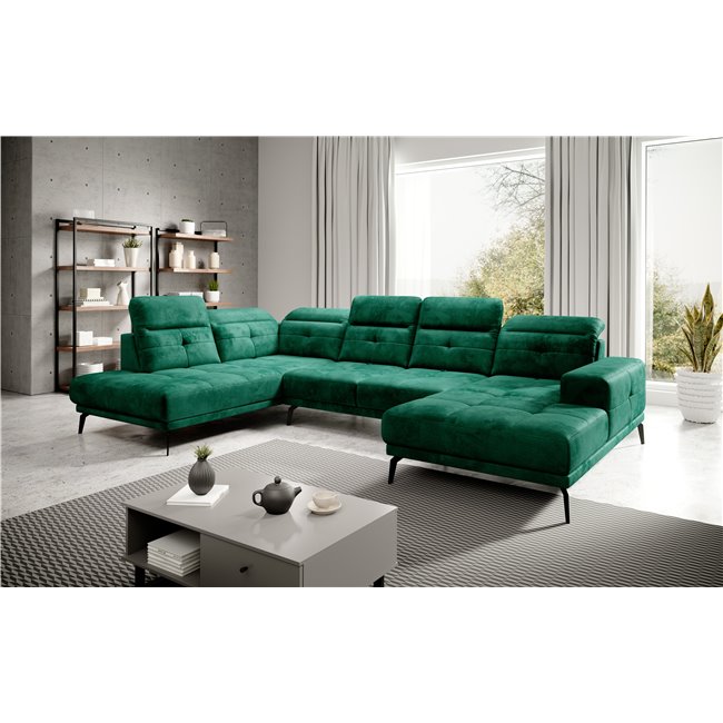 Corner sofa Elretan L, Nube 35, green, H107x350x205