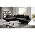 Corner sofa Elretan L, Velvetmat 10, black, H107x350x205
