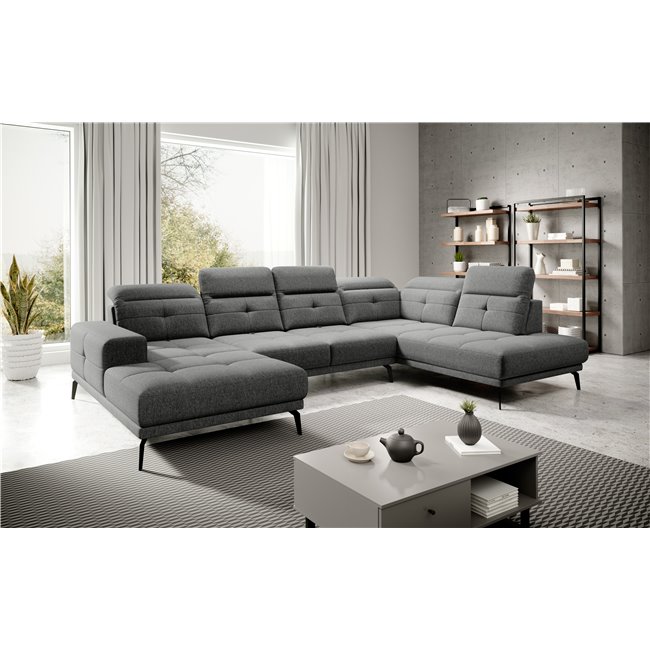 Corner sofa Elretan R, Flores 4, gray, H107x350x205