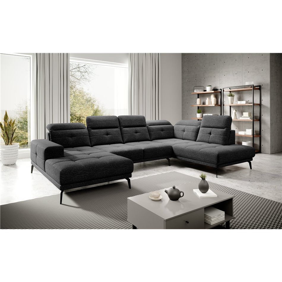 Corner sofa Elretan R, Marte 10, black, H107x350x205