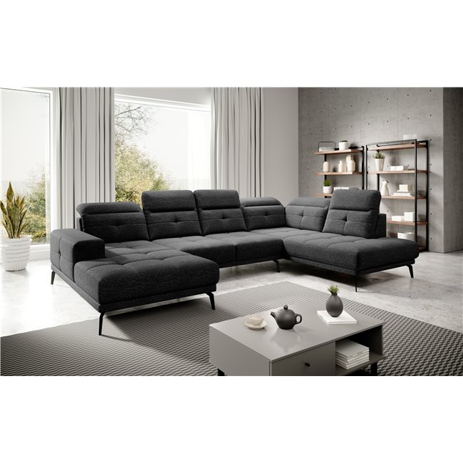 Corner sofa Elretan R, Marte 10, black, H107x350x205