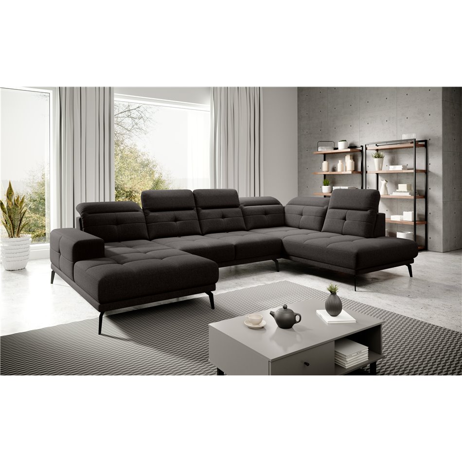 Угловой диван Elretan R, Flores 22, коричневый, H107x350x205
