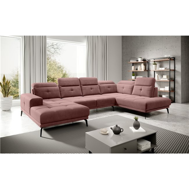Corner sofa Elretan R, Lukso 24, pink, H107x350x205